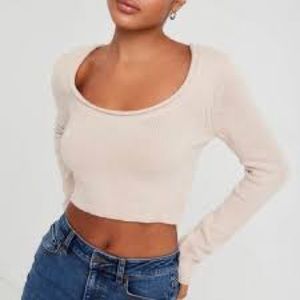 garage cropped scoop neck sweatshirt